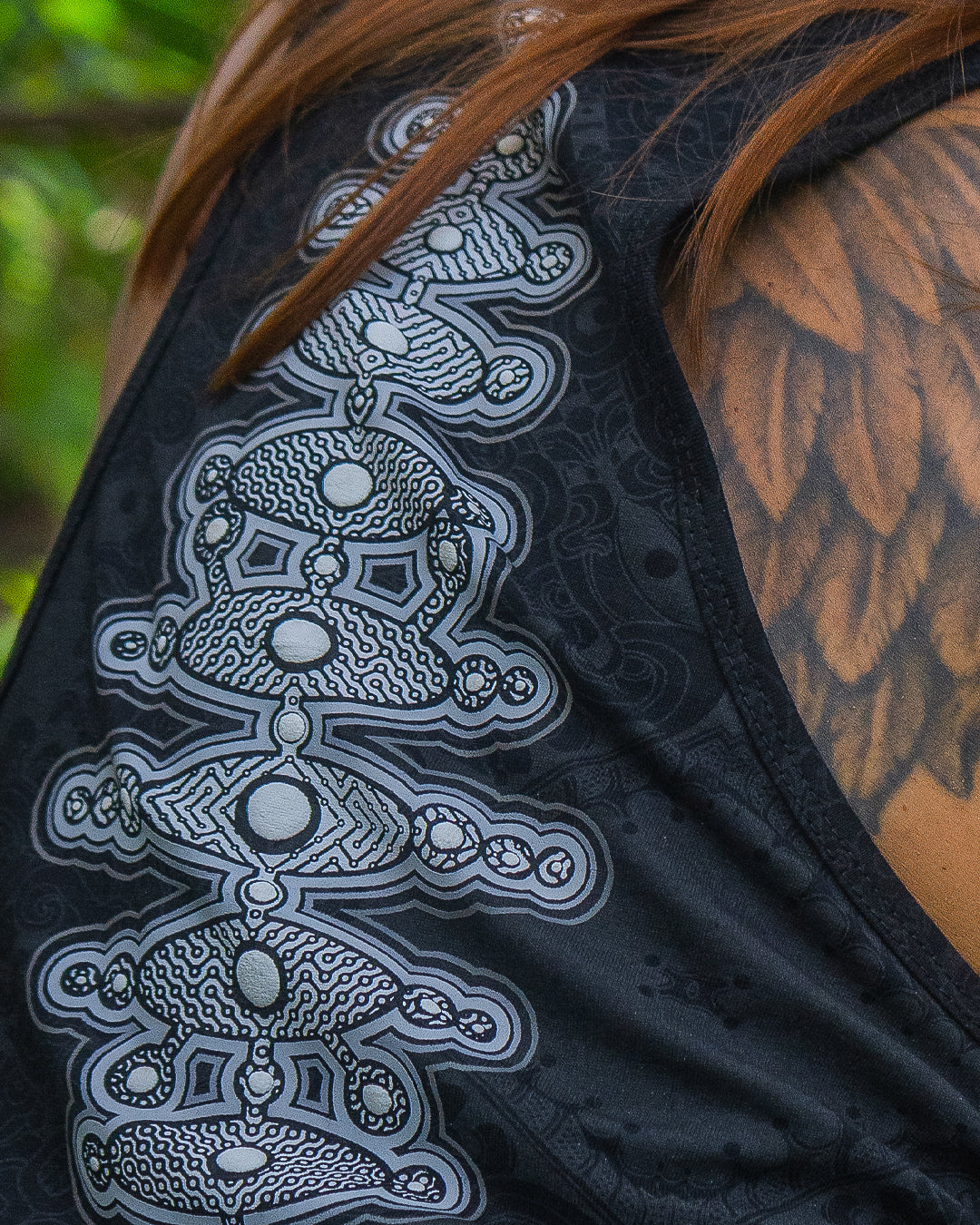 Tank Top Woman / Black Cotton Shinke - MAYAN CODEX Galactik Spine